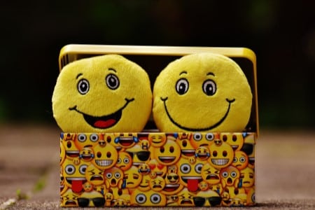 Concept du bien-être : deux smiley dans une boite jaune